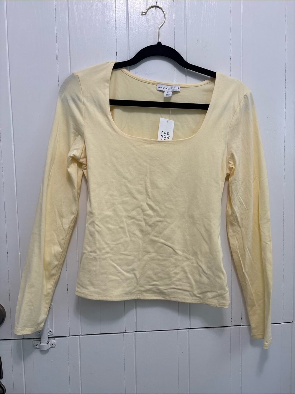 And Now This Pale Yellow Scoop Neck Long Sleeve Top